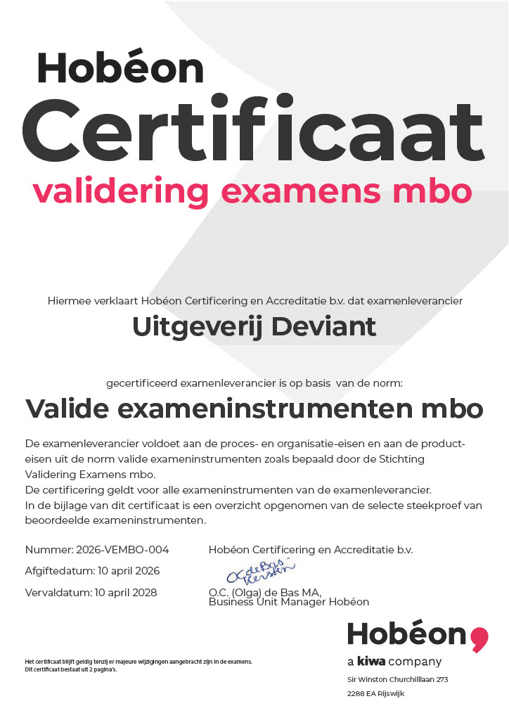 certificaat examenleverancier uitgeverij deviant 2026